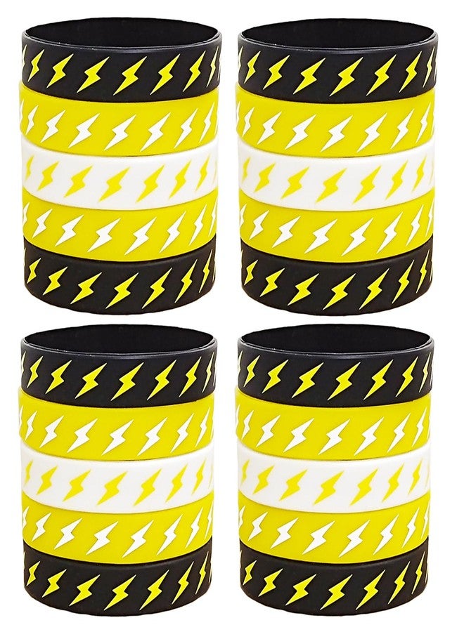 PIBIPAID 24 Lightning bolt Rubber Silicone Wristbands,for Flash Weather Birthday Party Favors Supplies Decorations Favors - Image 1